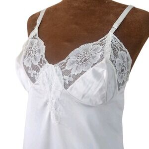Kayser Vintage Slip Dress‎ Floral Lace White Size 32 Adjustable Straps